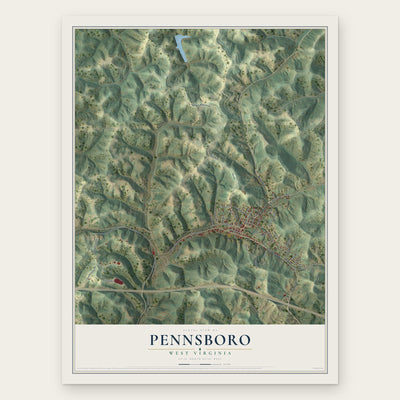 Pennsboro, West Virginia map print, the full design