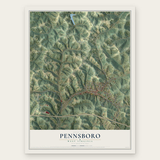 Pennsboro, West Virginia map print, the full design