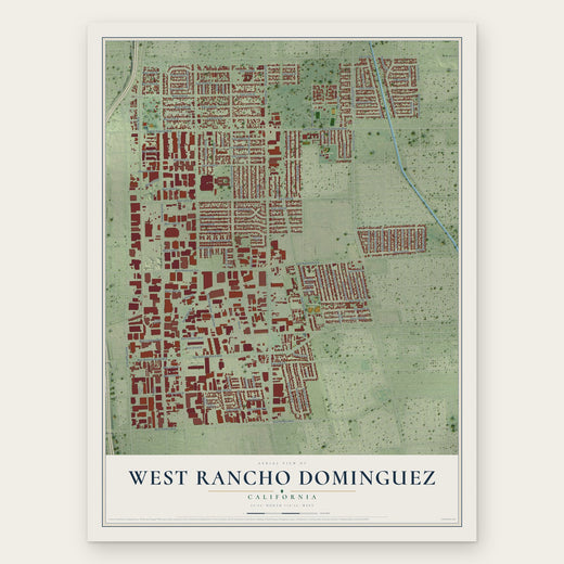 West Rancho Dominguez, California map print, the full design