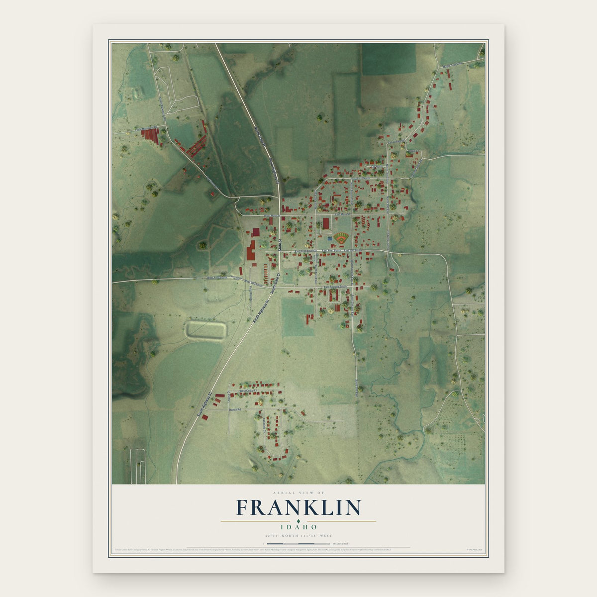 Franklin, Idaho map print, the full design
