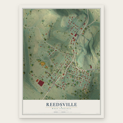 Reedsville, West Virginia map print, the full design