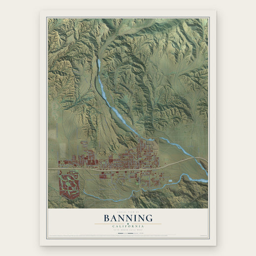 Banning, California map print, the full design