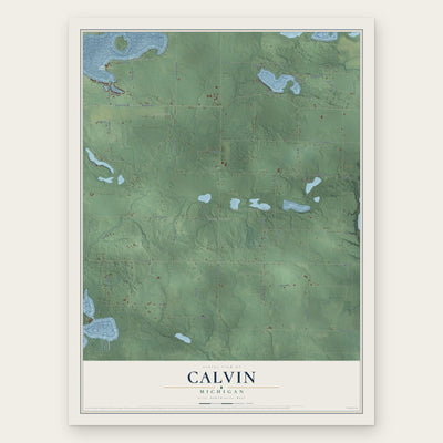 Calvin, Michigan map print, the full design