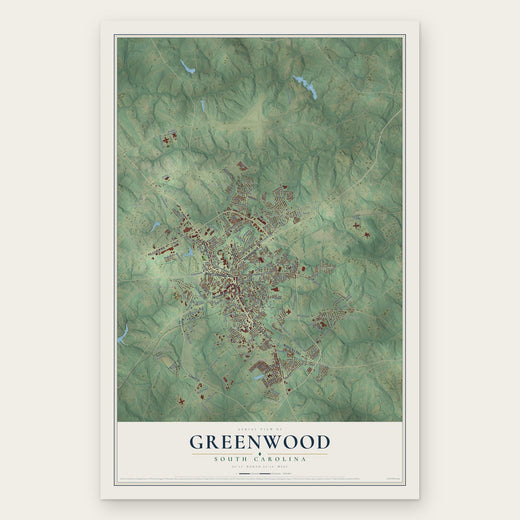 Greenwood, South Carolina map print, the full design