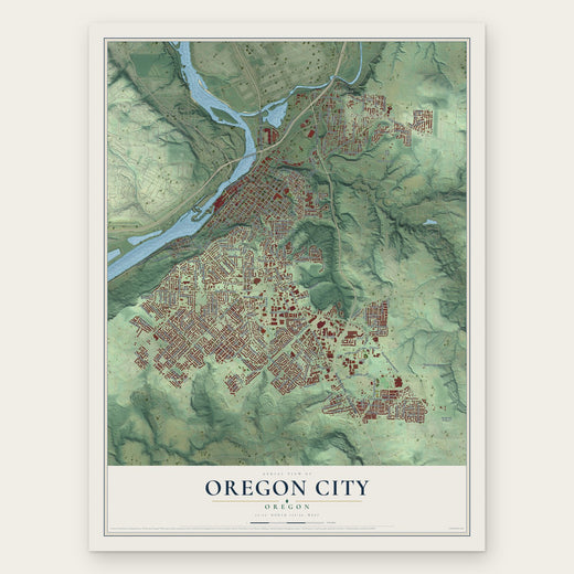Oregon City, Oregon map print, the full design