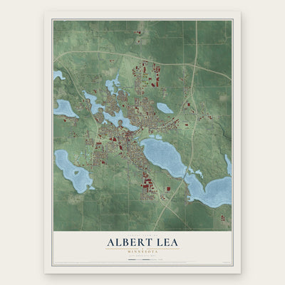 Albert Lea, Minnesota map print, the full design