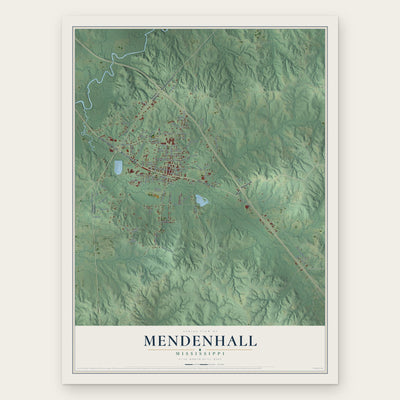Mendenhall, Mississippi map print, the full design