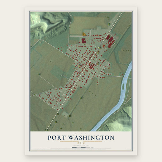 Port Washington, Ohio map print, the full design