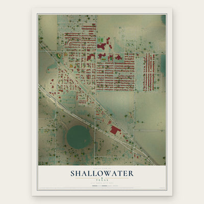 Shallowater, Texas map print, the full design