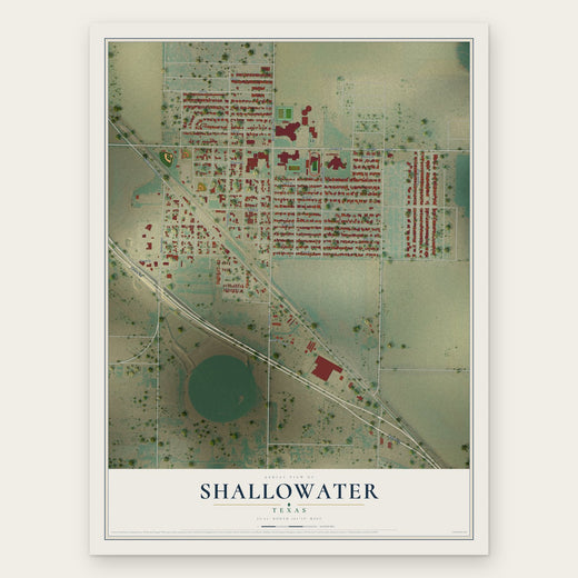 Shallowater, Texas map print, the full design