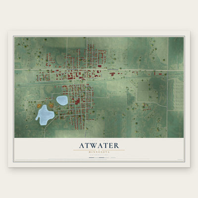 Atwater, Minnesota map print, the full design