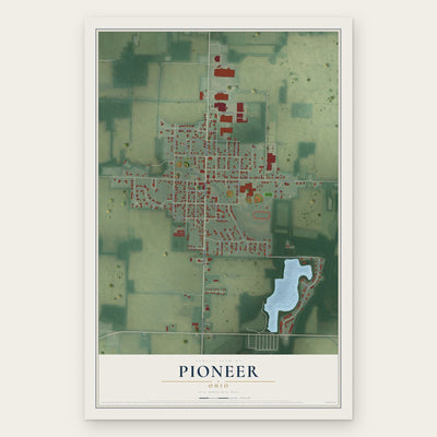Pioneer, Ohio map print, the full design