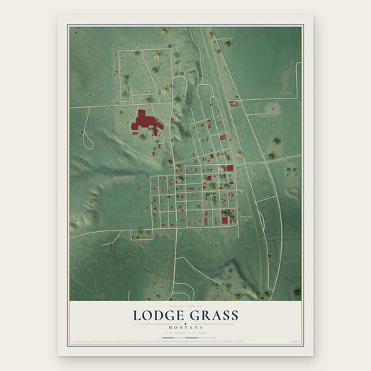 Lodge Grass, Montana map print, the full design