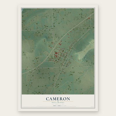 Cameron, Oklahoma map print, the full design