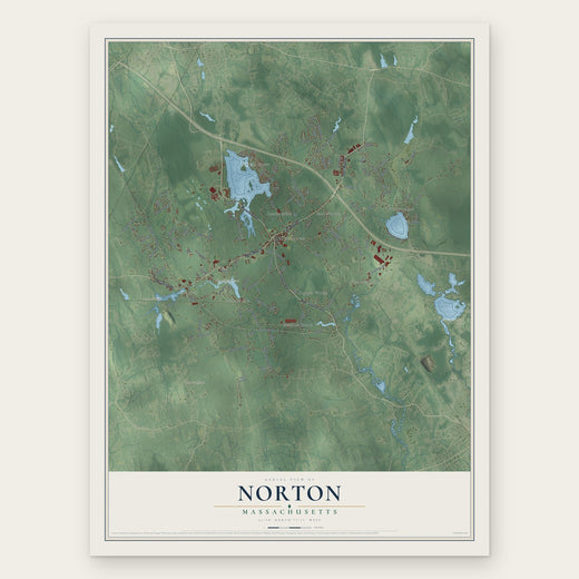 Norton, Massachusetts map print, the full design