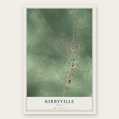 Kirbyville, Texas map print, the full design