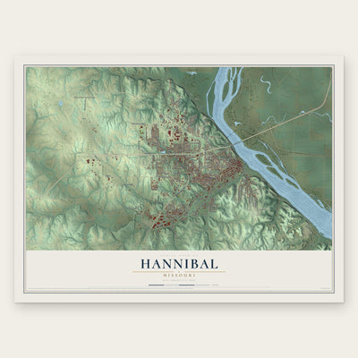 Hannibal, Missouri map print, the full design
