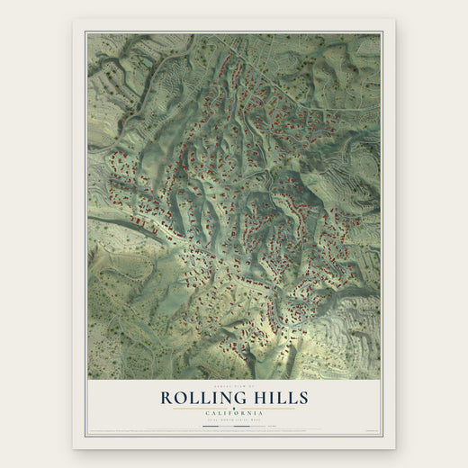 Rolling Hills, California map print, the full design