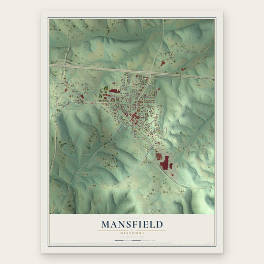 Mansfield, Missouri map print, the full design