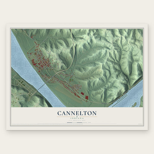 Cannelton, Indiana map print, the full design