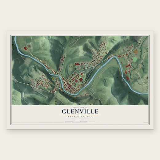 Glenville, West Virginia map print, the full design