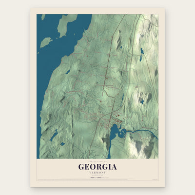 Georgia, Vermont map print, the full design
