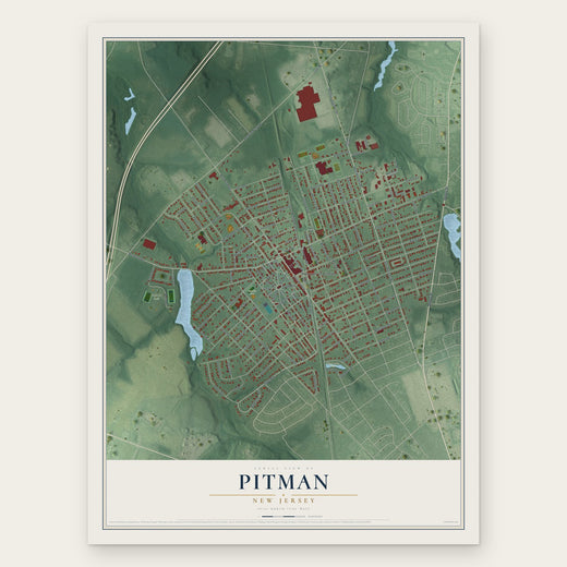 Pitman, New Jersey map print, the full design
