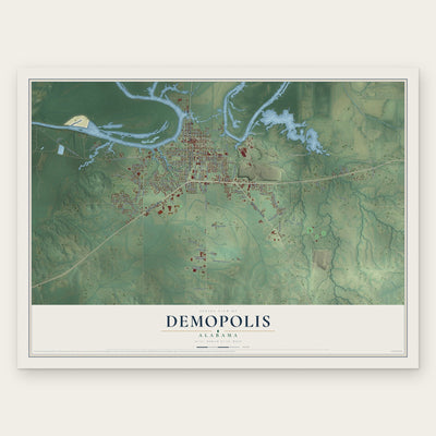Demopolis, Alabama map print, the full design