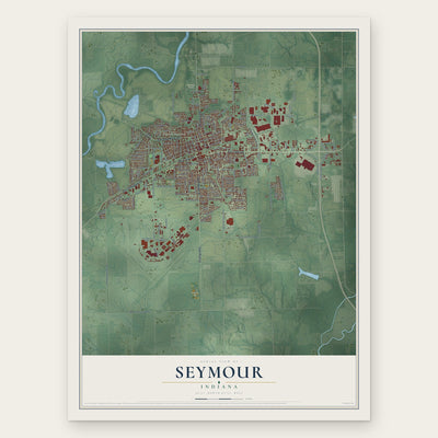 Seymour, Indiana map print, the full design