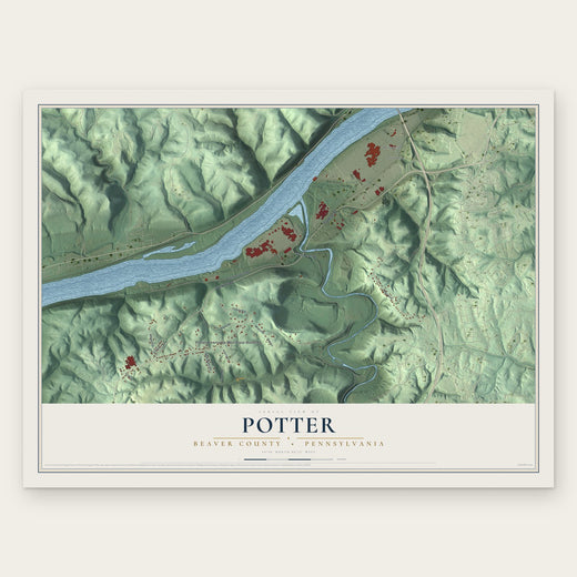 Potter, Beaver County, Pennsylvania map print, the full design