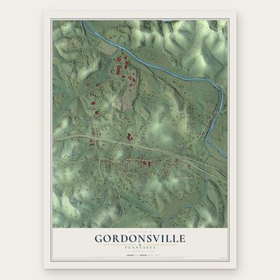 Gordonsville, Tennessee map print, the full design