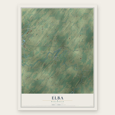 Elba, Wisconsin map print, the full design