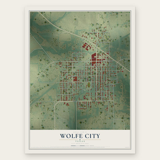 Wolfe City, Texas map print, the full design