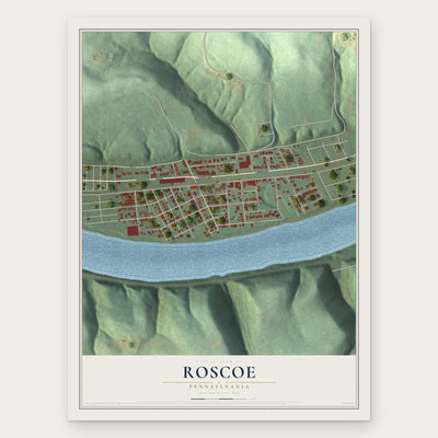 Roscoe, Pennsylvania map print, the full design