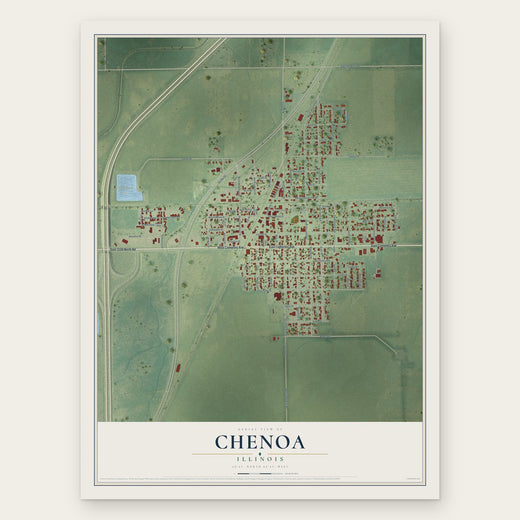 Chenoa, Illinois map print, the full design