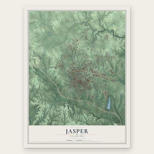 Jasper, Alabama map print, the full design