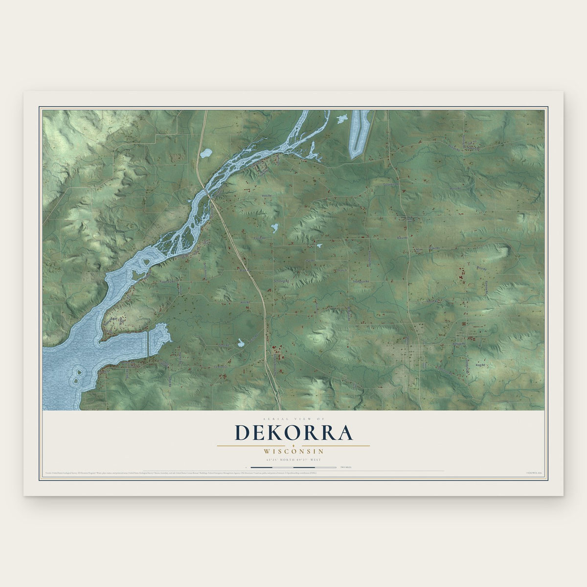 Dekorra, Wisconsin map print, the full design