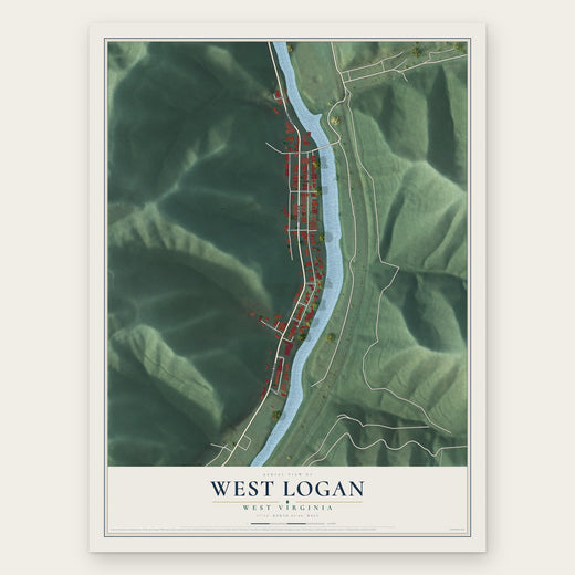 West Logan, West Virginia map print, the full design