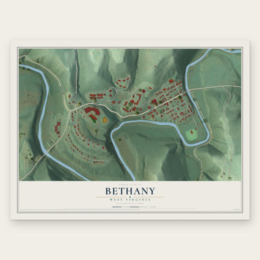 Bethany, West Virginia map print, the full design