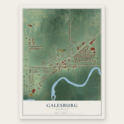 Galesburg, Michigan map print, the full design