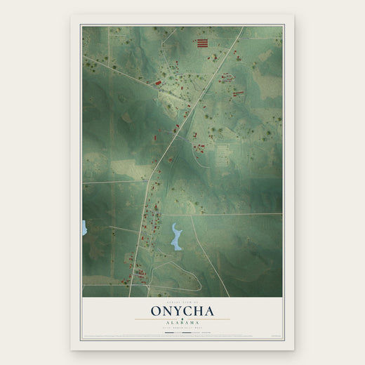 Onycha, Alabama map print, the full design
