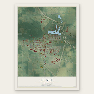 Clare, Michigan map print, the full design
