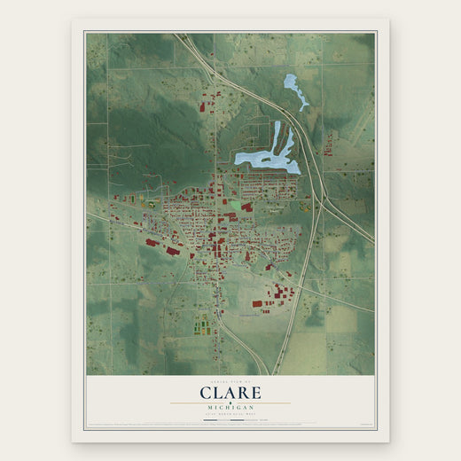Clare, Michigan map print, the full design