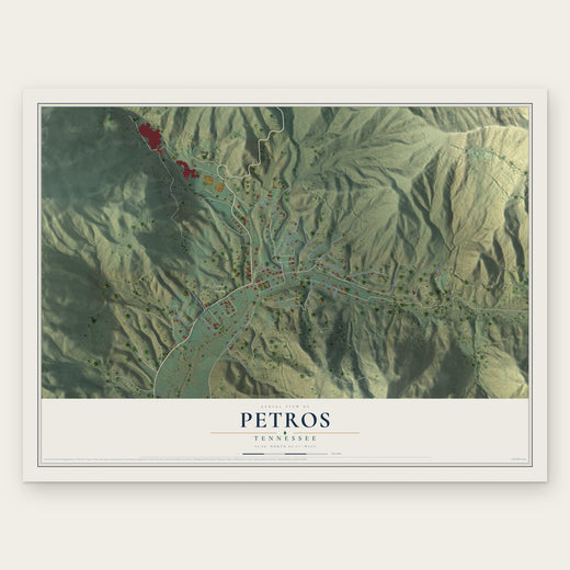 Petros, Tennessee map print, the full design