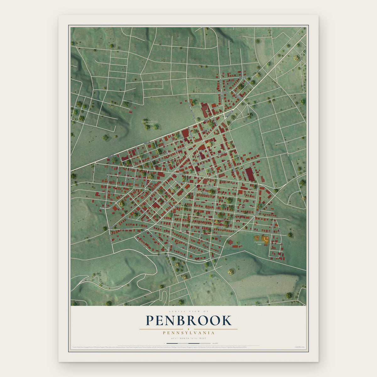 Penbrook, Pennsylvania map print, the full design