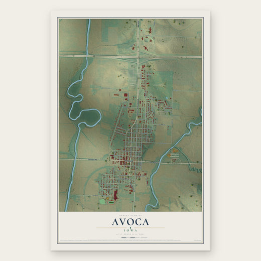 Avoca, Iowa map print, the full design