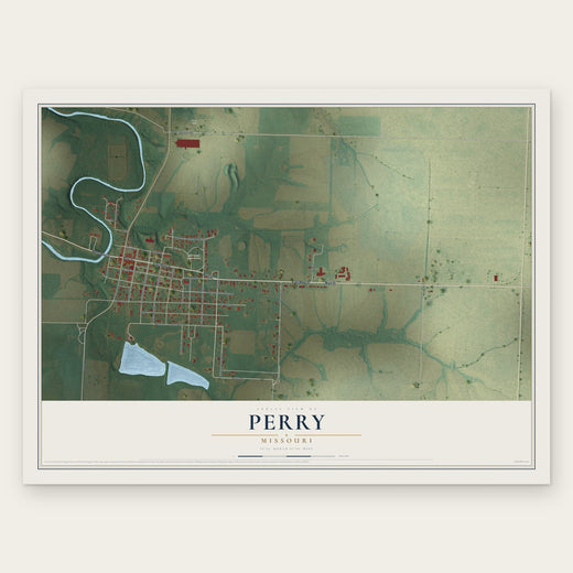Perry, Missouri map print, the full design