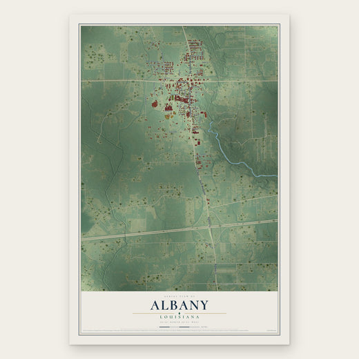 Albany, Louisiana map print, the full design