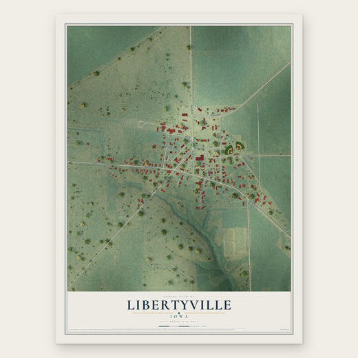 Libertyville, Iowa map print, the full design