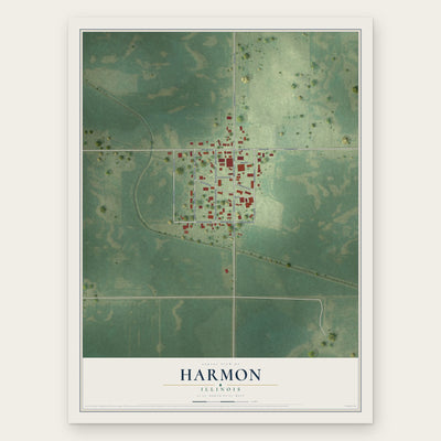 Harmon, Illinois map print, the full design